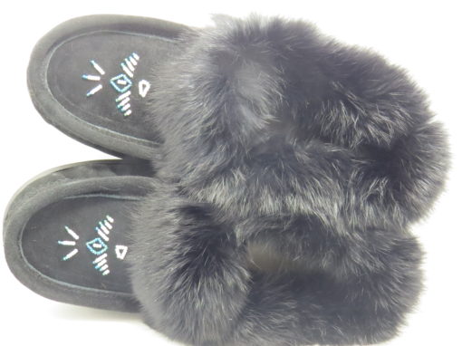 Fur cuff moccasin rubber sole